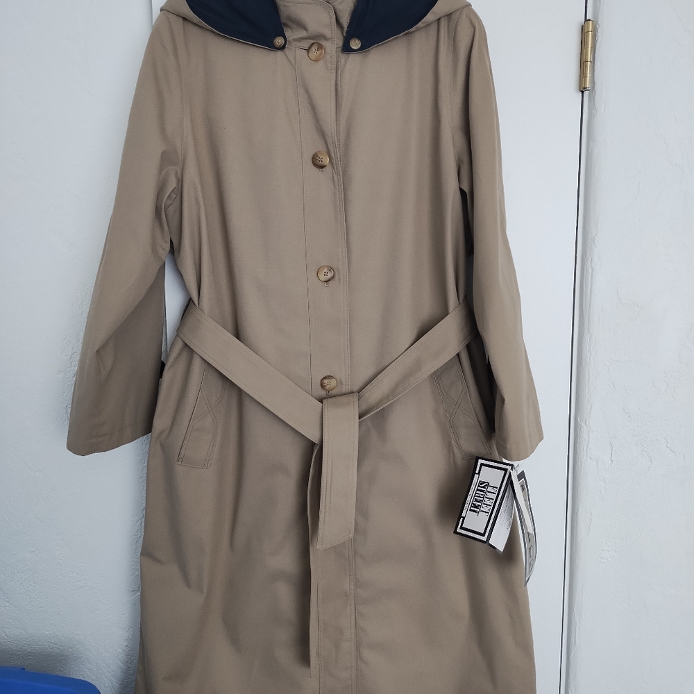 Women's Vintage Sears Fleet Street Rainwear Outerwear Trench Coat Size 12 Petite